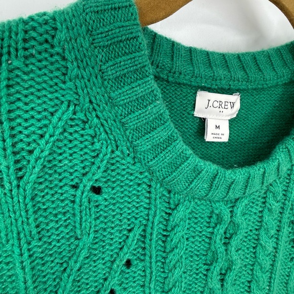 J.Crew Factory lambswool-blend cable-knit sweater in green. M - Picture 9 of 12